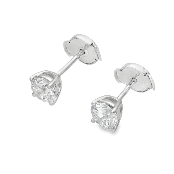 1.00ct White Gold Certified Diamond Stud Earrings - F/VS2