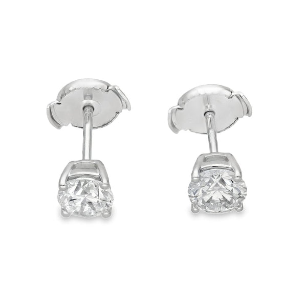 1.00ct White Gold Certified Diamond Stud Earrings - F/VS2