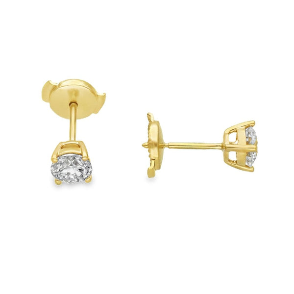 1.00ct Yellow Gold Certified Diamond Stud Earrings - F/VS2