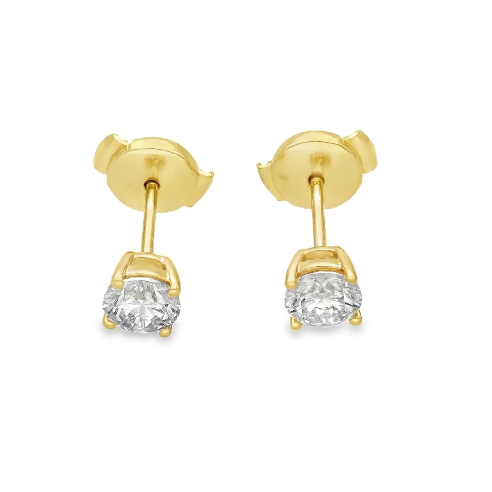 1.00ct Yellow Gold Certified Diamond Stud Earrings - F/VS2