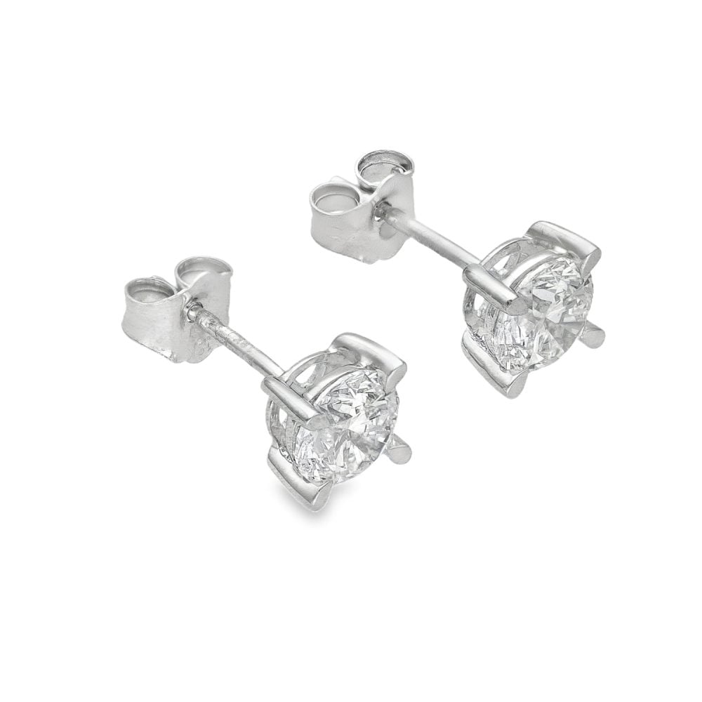 1.53ct White Gold Diamond Stud Earrings - F/VS