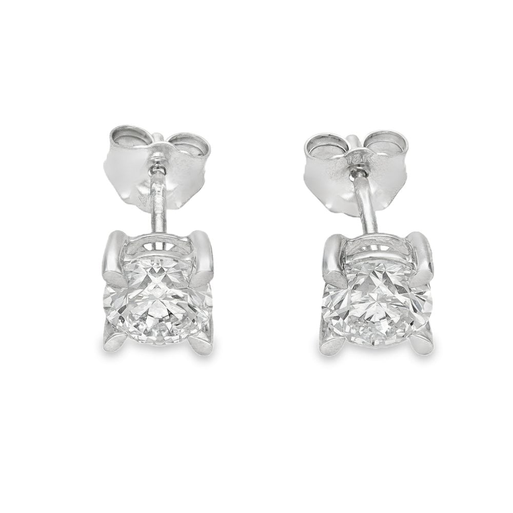 1.53ct White Gold Diamond Stud Earrings - F/VS