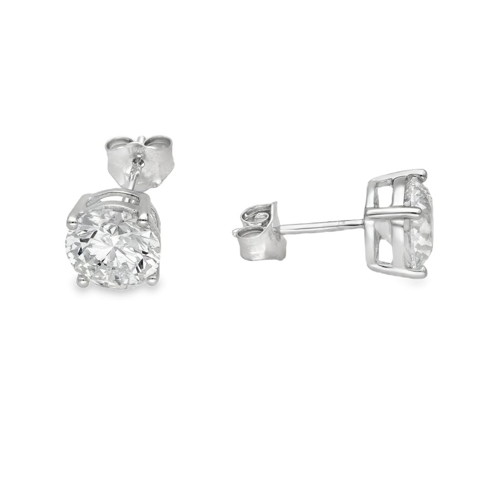 3.08ct White Gold Diamond Stud Earrings - F/VS