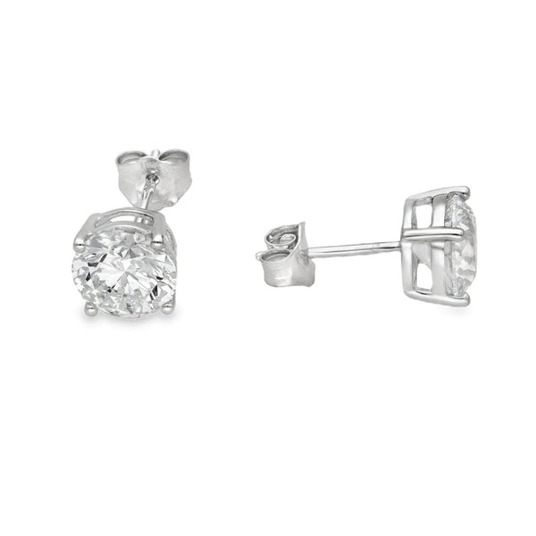 3.08ct White Gold Diamond Stud Earrings - F/VS