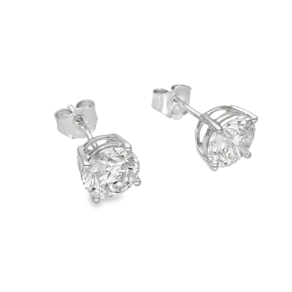 3.08ct White Gold Diamond Stud Earrings - F/VS