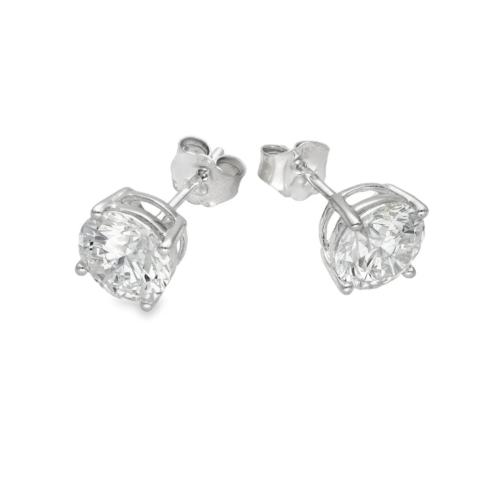 3.08ct White Gold Diamond Stud Earrings - F/VS