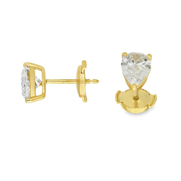 2.00ct Yellow Gold Certified Diamond Stud Earrings - F/VS2