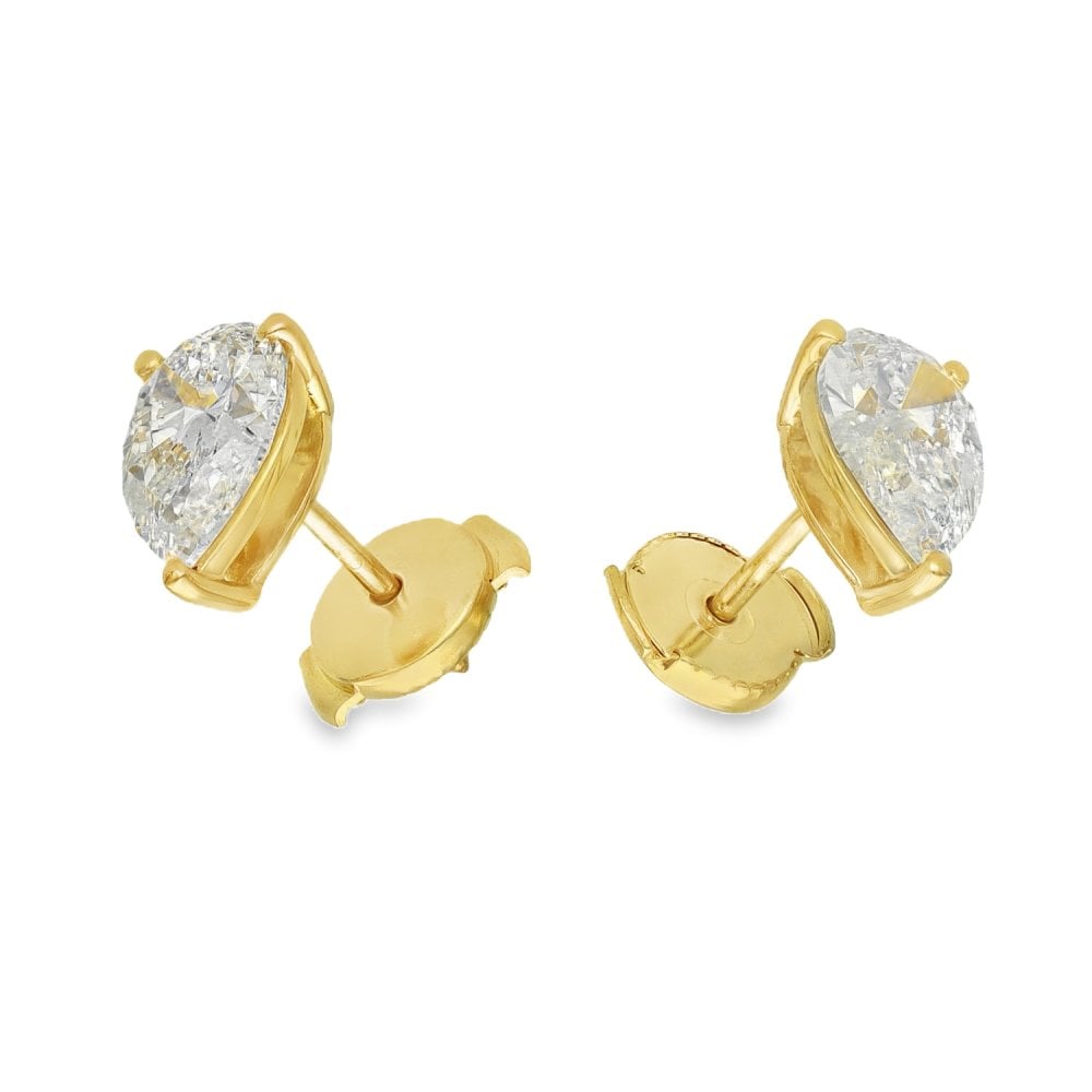2.00ct Yellow Gold Certified Diamond Stud Earrings - F/VS2