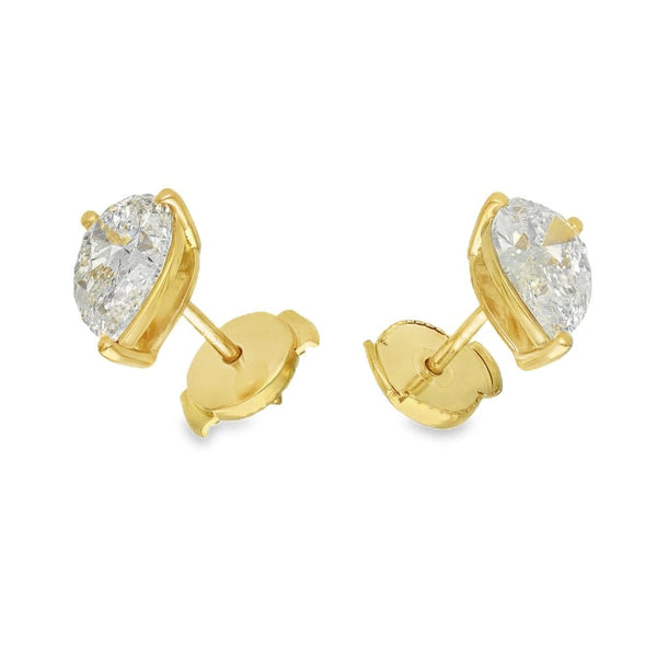 2.00ct Yellow Gold Certified Diamond Stud Earrings - F/VS2