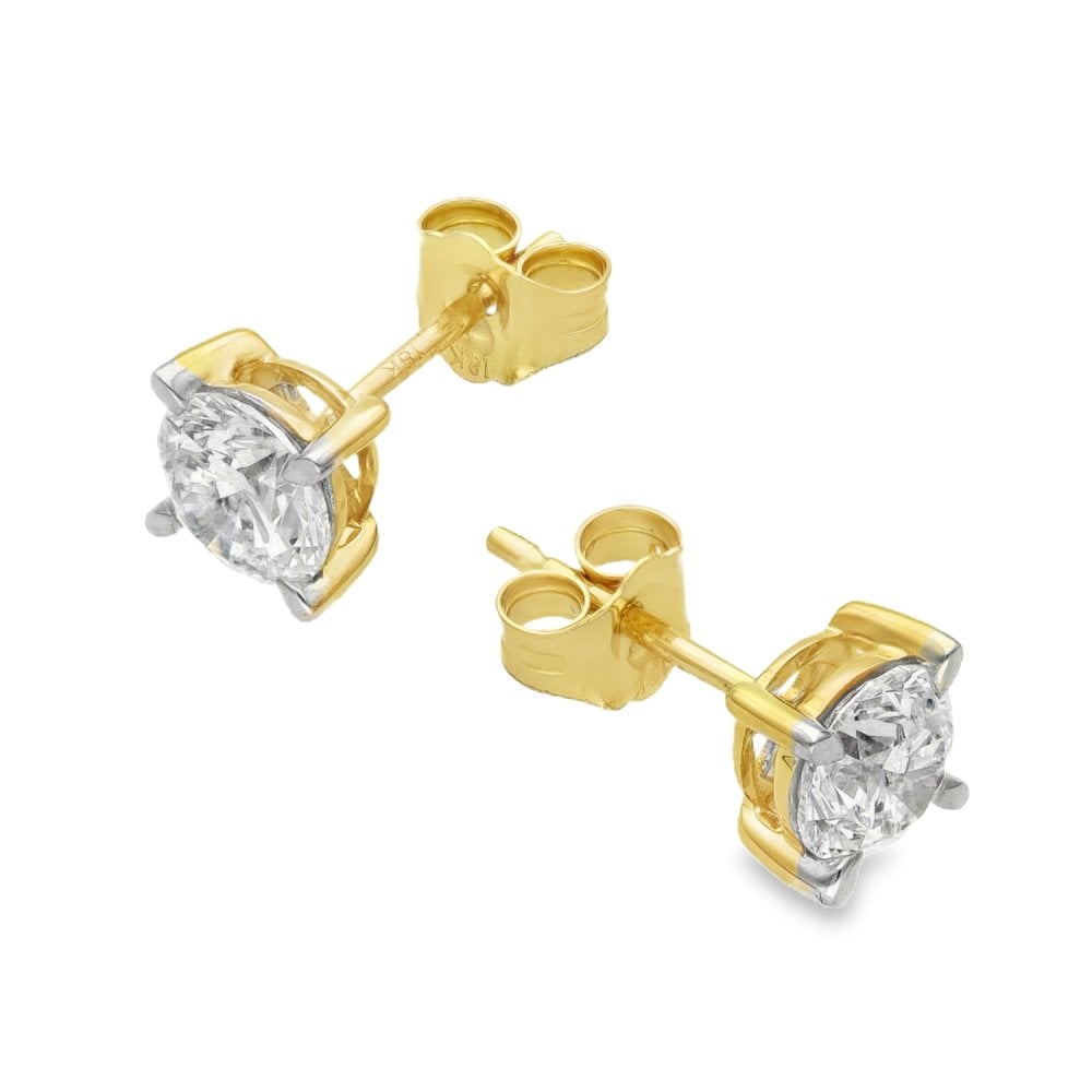 1.55ct Yellow Gold Diamond Stud Earrings - F/VS