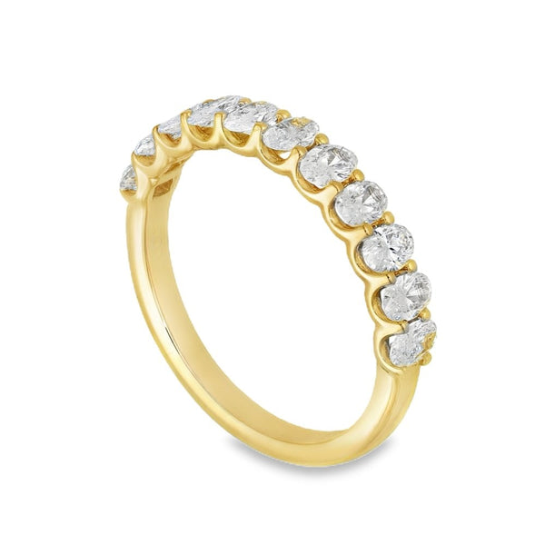 1.10ct Yellow Gold Oval Diamond Half-Eternity Ring - F/VS