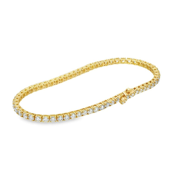 5.00ct Yellow Gold Certified Diamond Tennis Bracelet - F/VS2