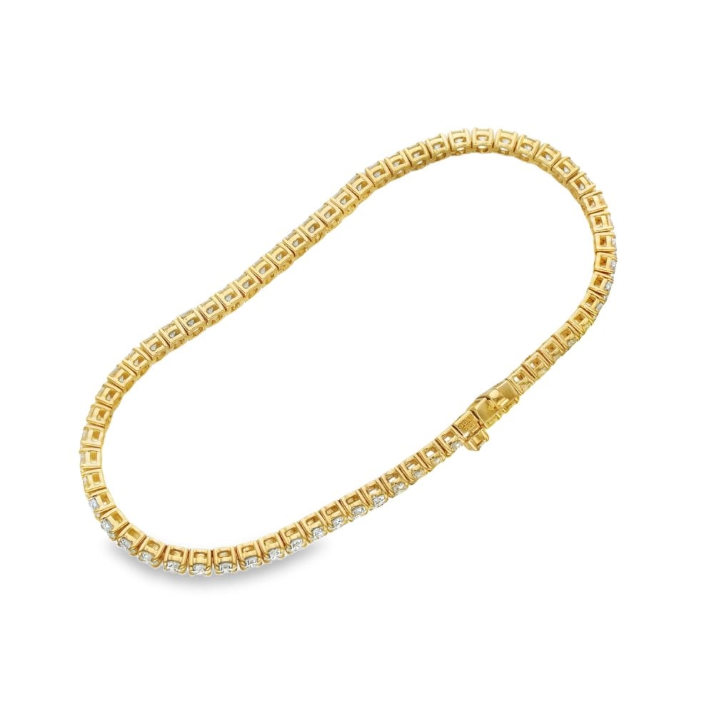 5.00ct Yellow Gold Certified Diamond Tennis Bracelet - F/VS2