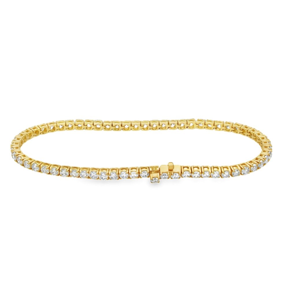 5.00ct Yellow Gold Certified Diamond Tennis Bracelet - F/VS2