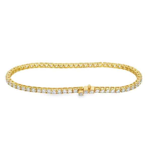 5.00ct Yellow Gold Certified Diamond Tennis Bracelet - F/VS2