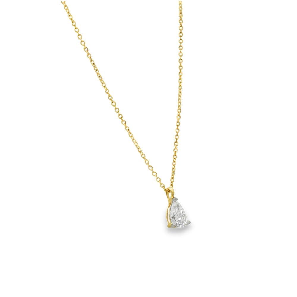 1.02ct Yellow Gold Pear-Cut Diamond Pendant & Necklace - F/VS