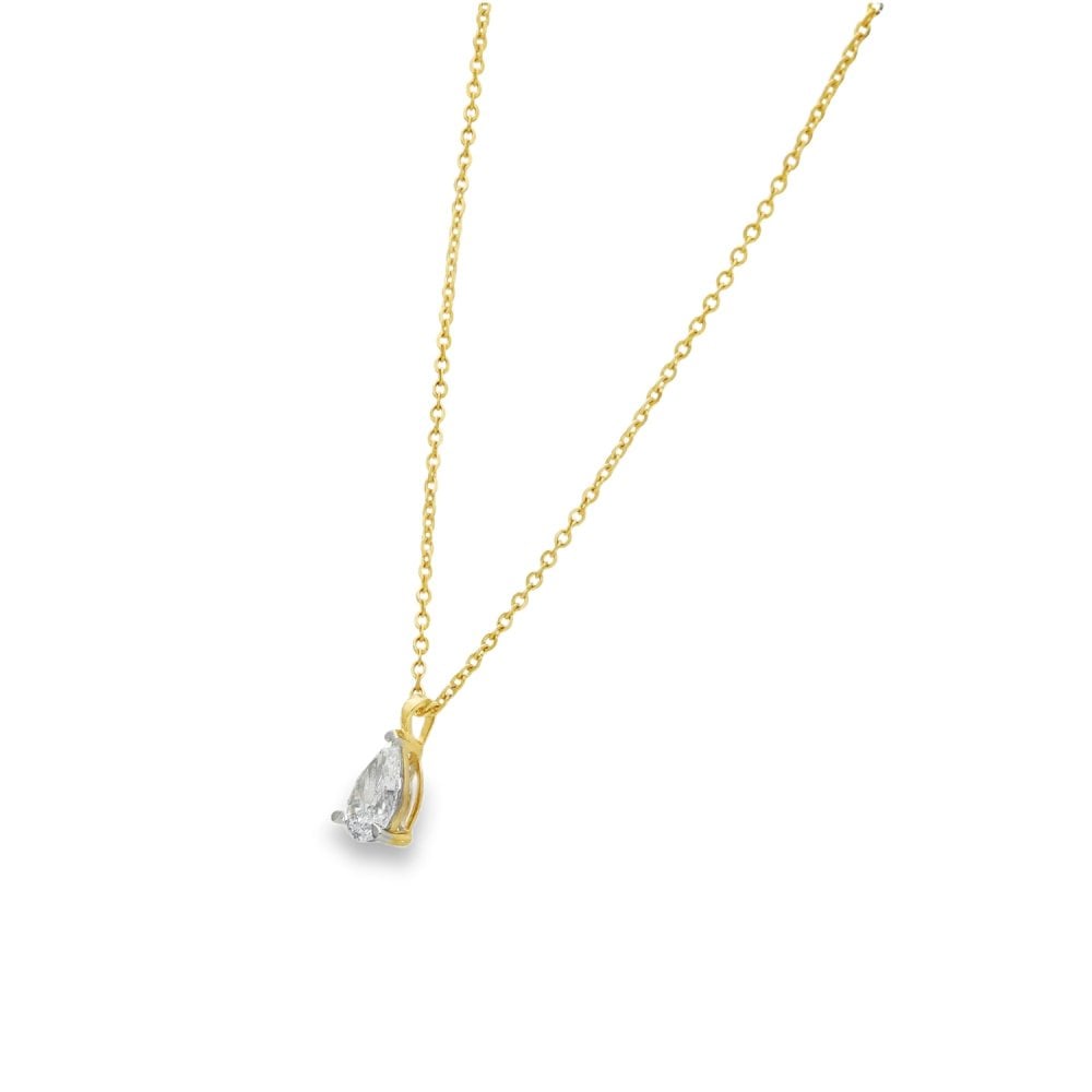 1.02ct Yellow Gold Pear-Cut Diamond Pendant & Necklace - F/VS