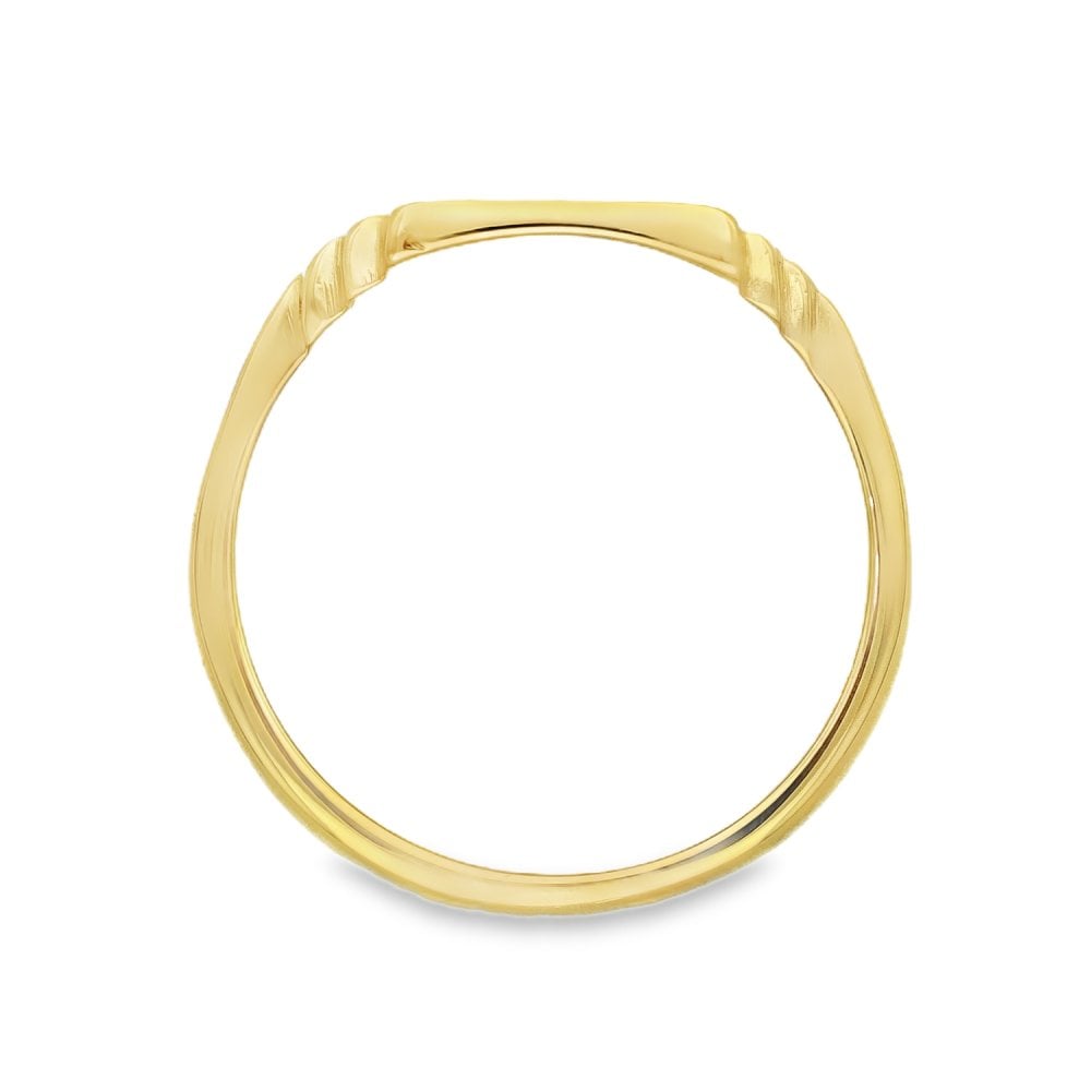 9ct Yellow Gold Half-Engraved Signet Ring - Size R½ - 13mm