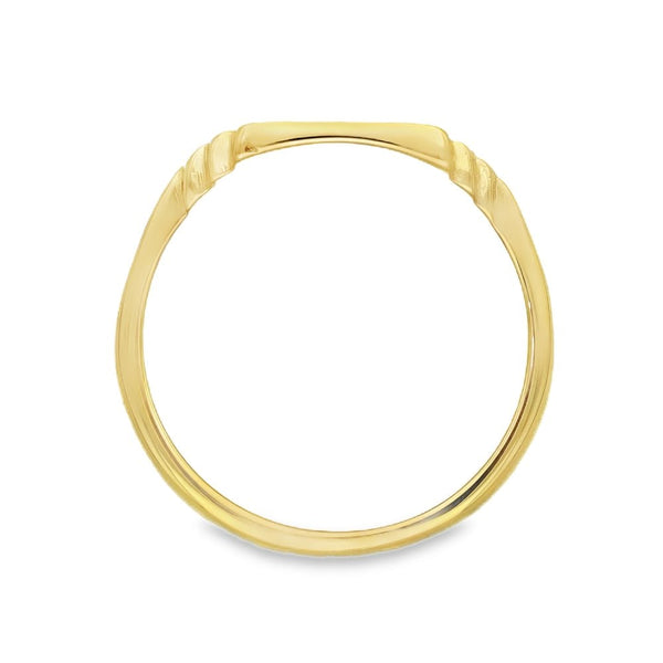 9ct Yellow Gold Half-Engraved Signet Ring - Size R½ - 13mm