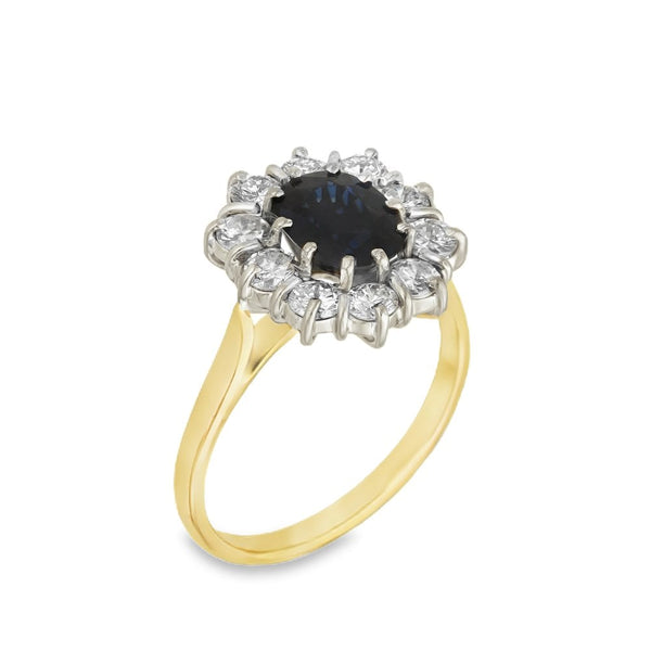 18ct White Gold Black Sapphire & Cluster Ring - Size P½ - 1.10ct