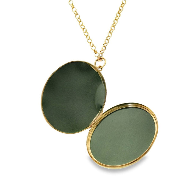 9ct Yellow Gold Engraved Locket & Chain - 44x57x13mm - 30.g