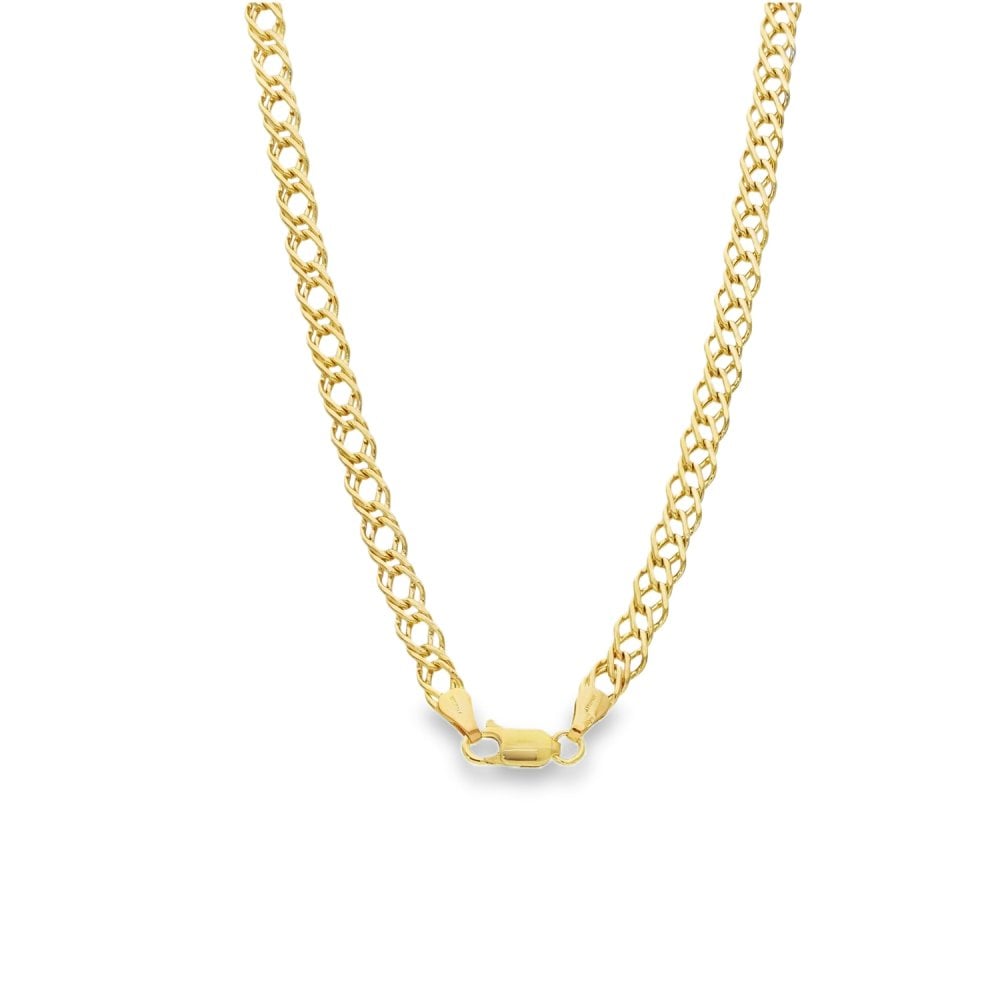 9ct Yellow Gold Hollow Double Curb Chain - 18" - 5.8g