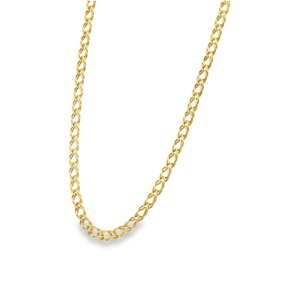 9ct Yellow Gold Hollow Double Curb Chain - 18" - 5.8g