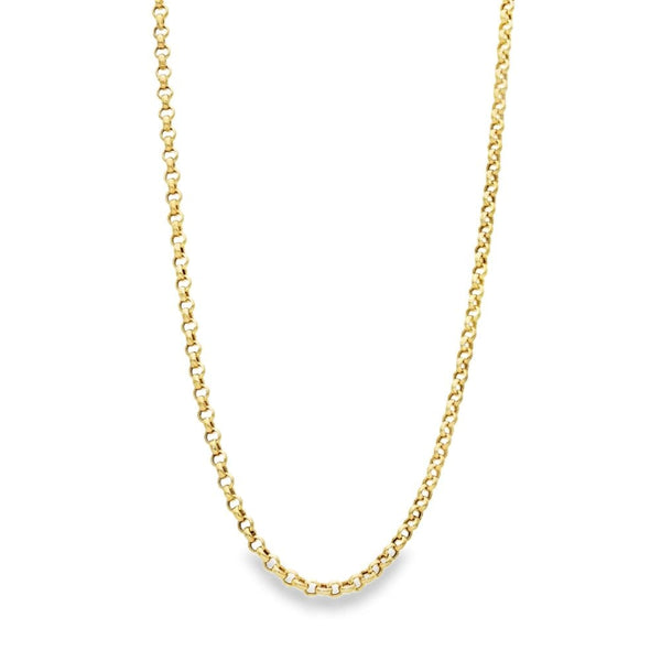 9ct Yellow Gold Hollow Round Belcher Chain - 18" - 5.4g