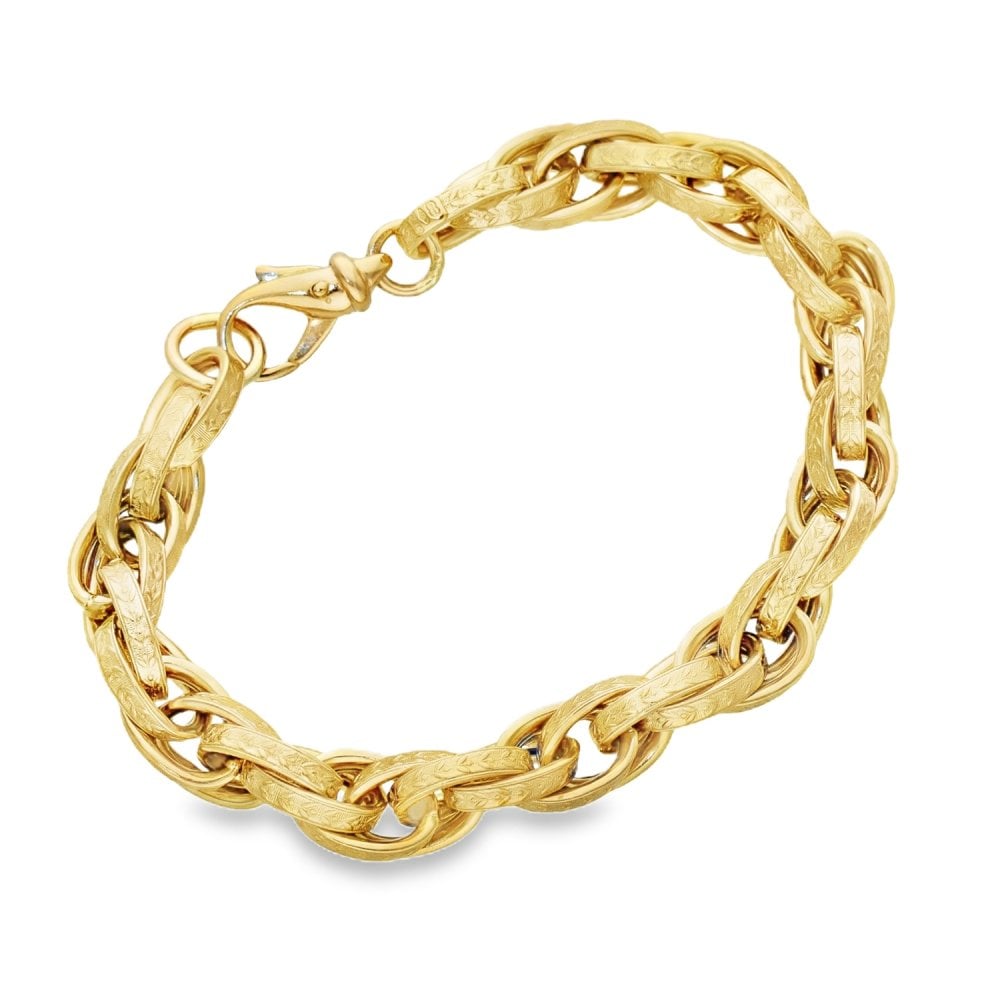 9ct Yellow Gold Fancy Link Bracelet - 7.5" - 16.6g