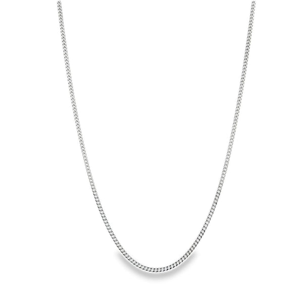 9ct White Gold Fine Curb Chain - 20" - 3.3g