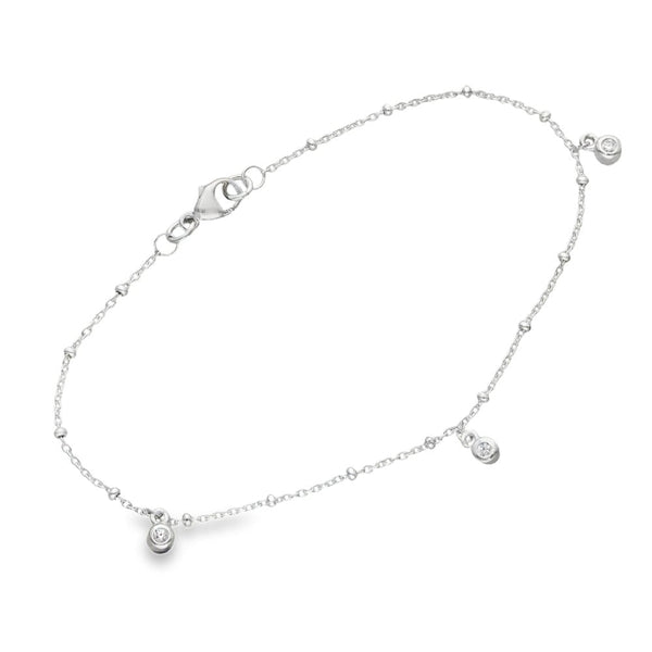 925 Silver Cubic Zirconia Trace-Link Bracelet - 7.5" - 2.0g
