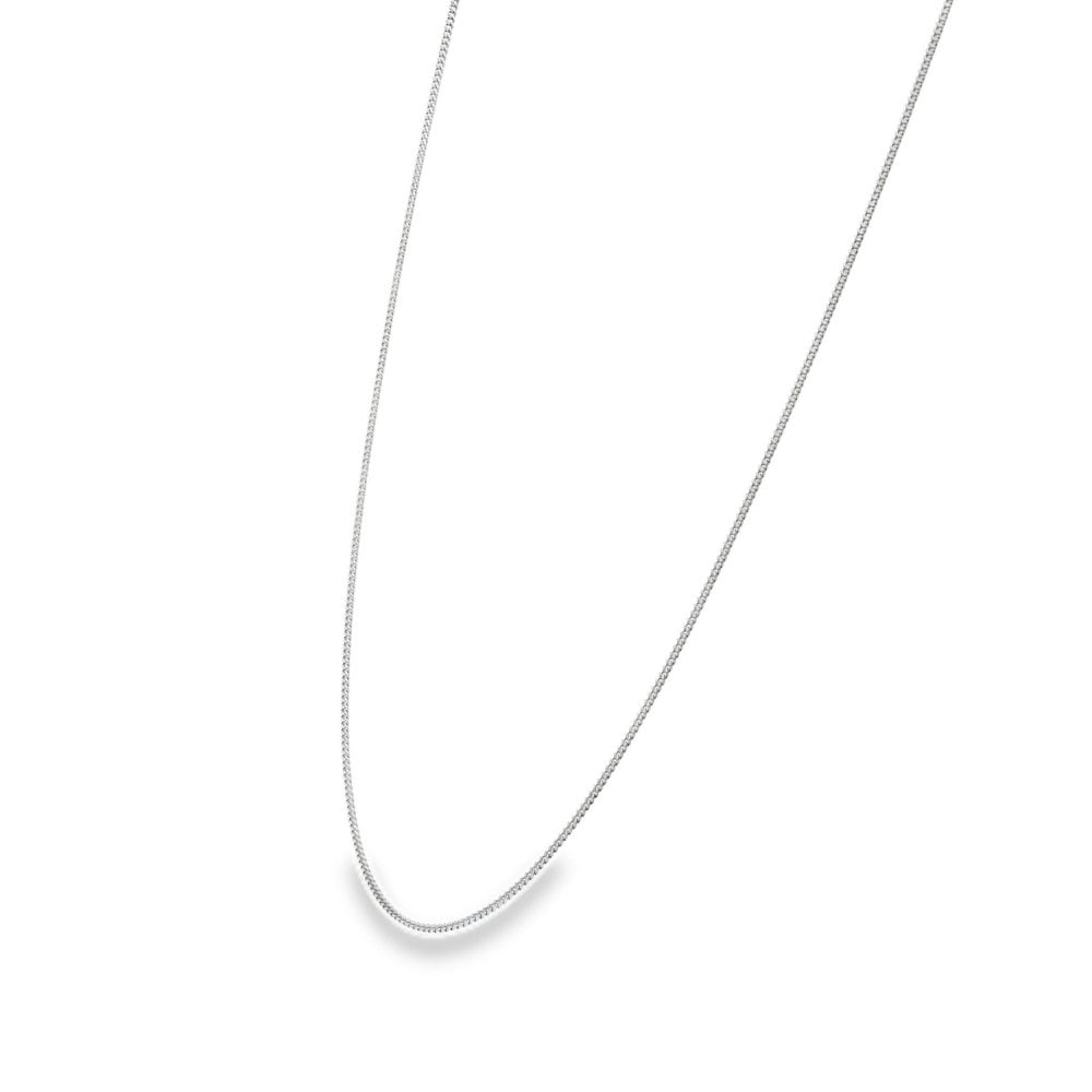9ct White Gold Curb Chain - 18" - 1.5g