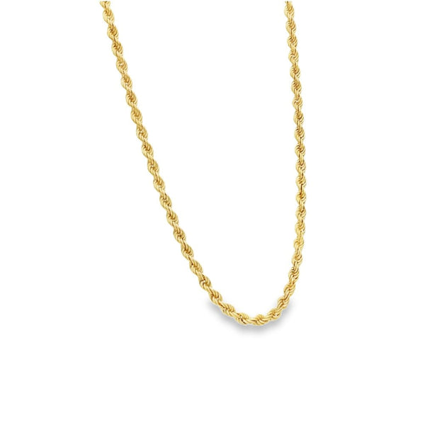 9ct Yellow Gold Solid Rope Chain - 16" - 16.3g