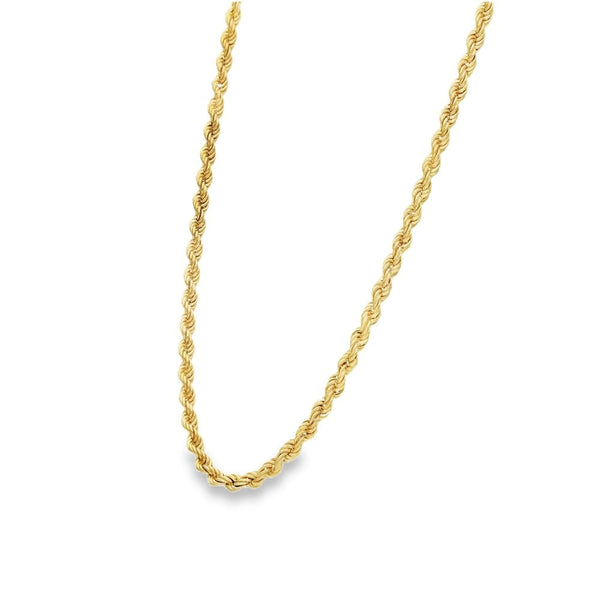 9ct Yellow Gold Solid Rope Chain - 16" - 16.3g