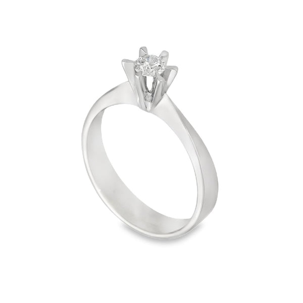 18ct White Gold Diamond Engagement Ring - Size N - 0.20ct