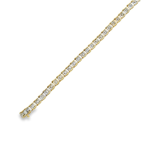 9ct Yellow Gold 1.17ct Diamond Bracelet - 7" - 7.1g
