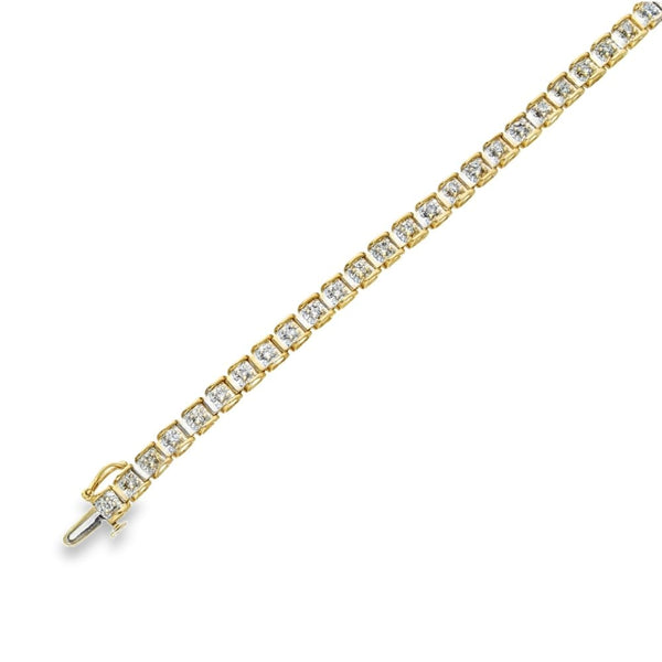 9ct Yellow Gold 1.17ct Diamond Bracelet - 7" - 7.1g