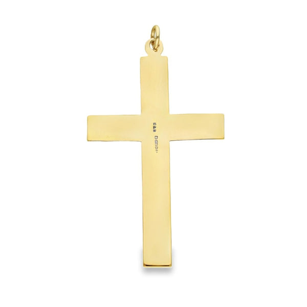 9ct Yellow Gold Flat Bark Cross Pendant - 33x48x0.5mm - 2.4g
