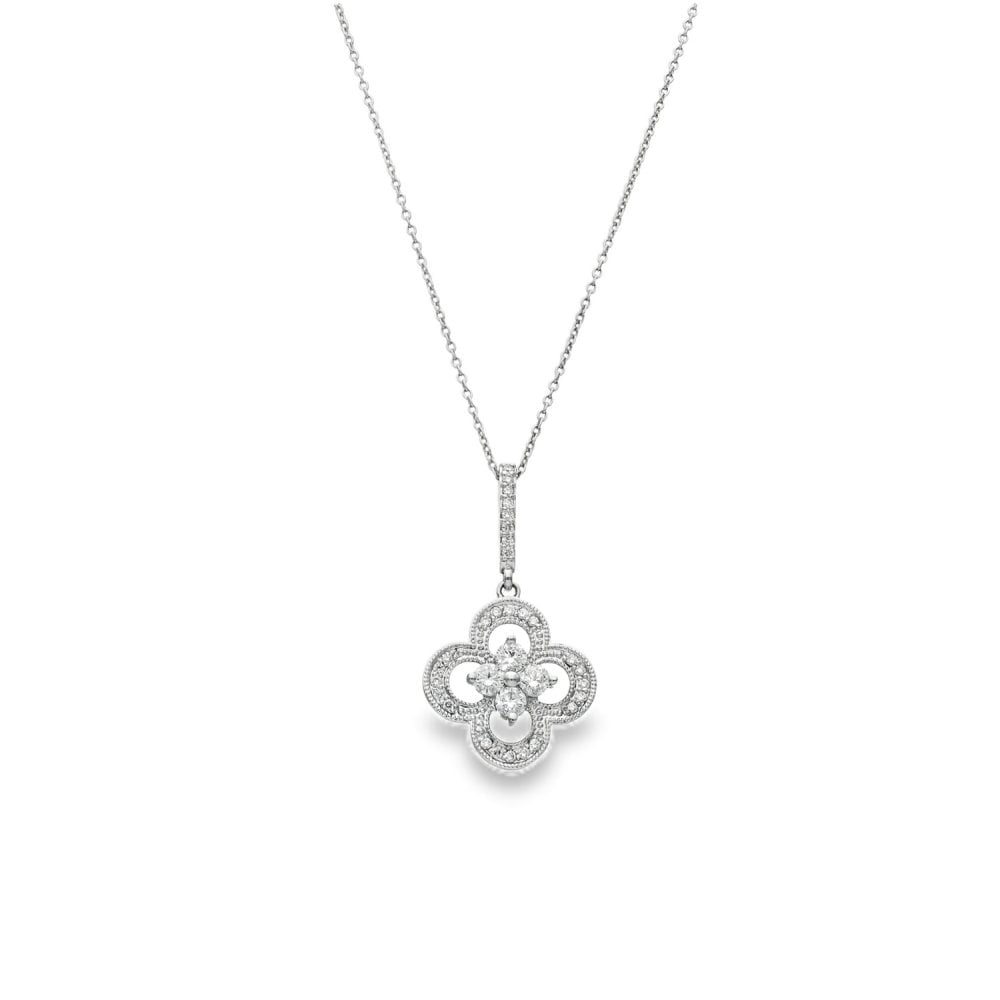 14ct White Gold 0.75ct Diamond Pendant & Necklace - 18" - 4.8g