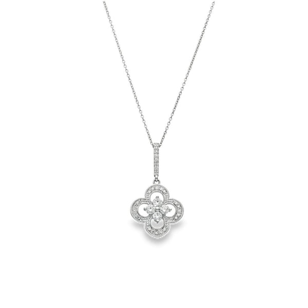 14ct White Gold 0.75ct Diamond Pendant & Necklace - 18" - 4.8g