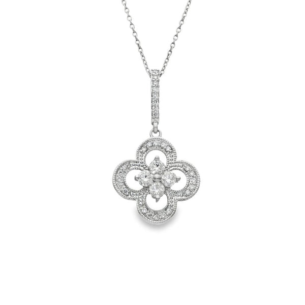 14ct White Gold 0.75ct Diamond Pendant & Necklace - 18" - 4.8g