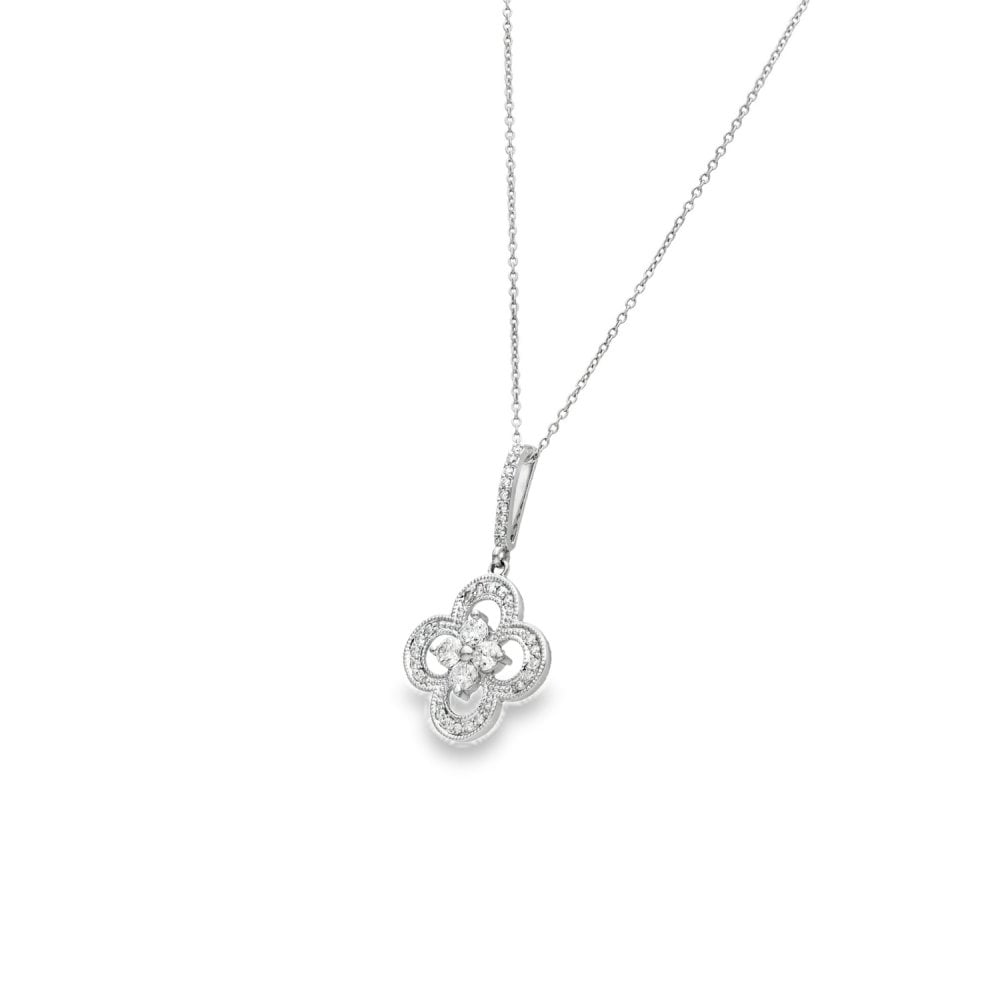 14ct White Gold 0.75ct Diamond Pendant & Necklace - 18" - 4.8g