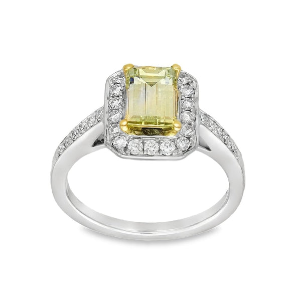 Platinum Certified Fancy Yellow Stone & Diamond Ring - 0.46ct