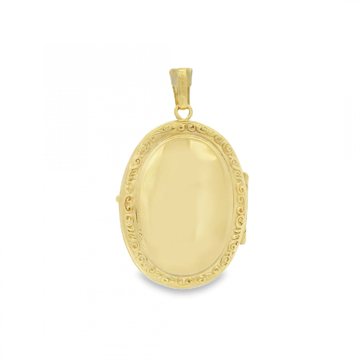 9ct Yellow Gold Patterned-Edge Locket - 19x25x7mm - 3.5g