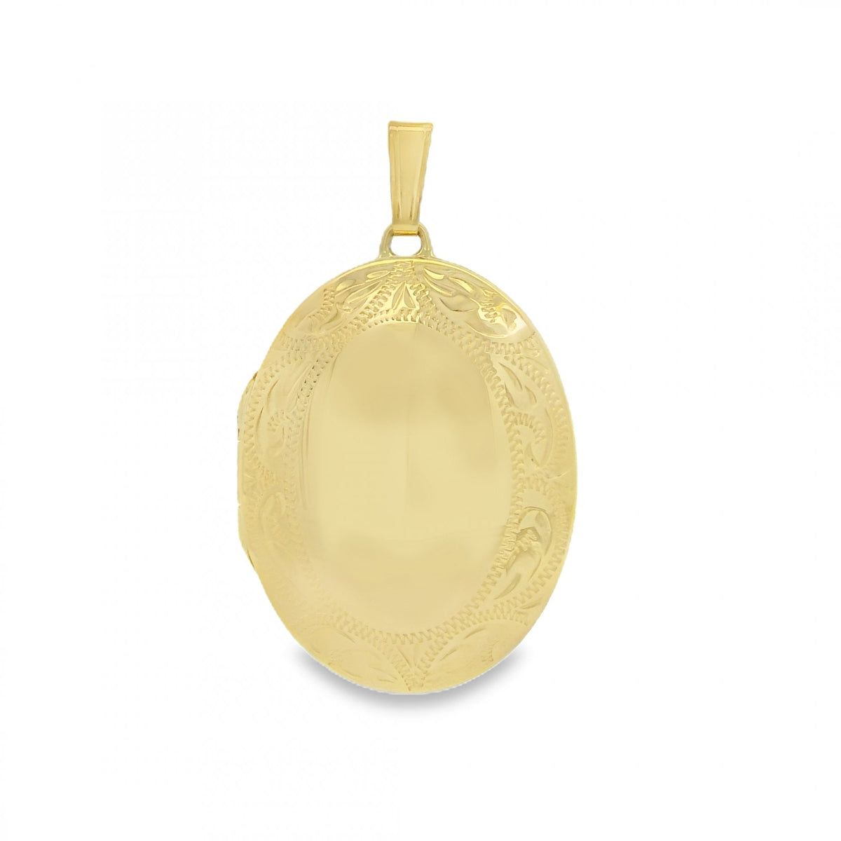 9ct Yellow Gold Oval Engraved Locket - 22x29x7mm - 3.9g