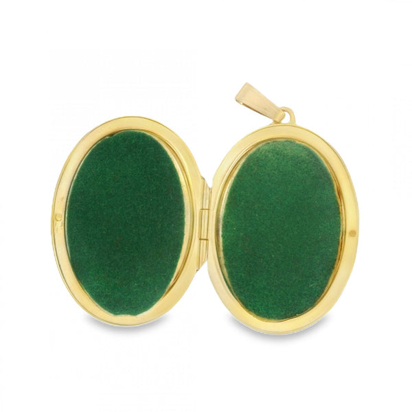 9ct Yellow Gold Oval Engraved Locket - 22x29x7mm - 3.9g