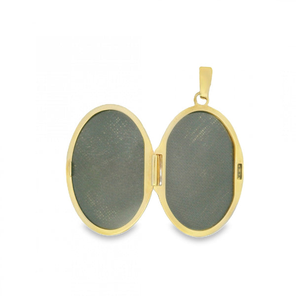 9ct Yellow Gold Feather Engraved Locket - 18x25x4mm - 3.0g