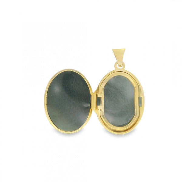 9ct Yellow Gold Feather Engraved Locket - 15x20x8mm - 2.1g