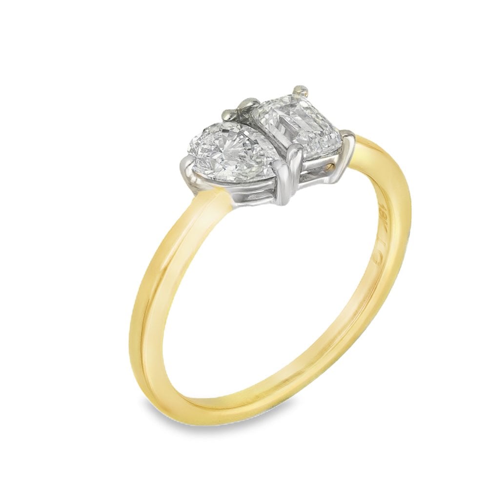 0.97ct Yellow Gold Toi et Moi Diamond Engagement Ring - F/VS
