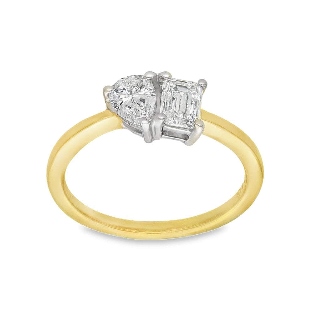 0.97ct Yellow Gold Toi et Moi Diamond Engagement Ring - F/VS